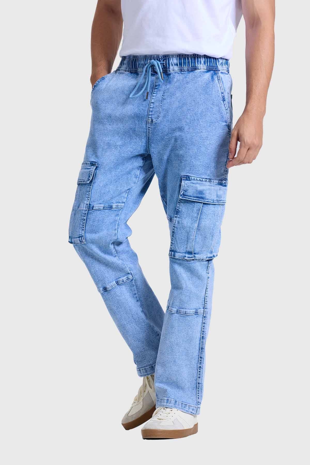 Jeans Hombre Doble Cargo Azul