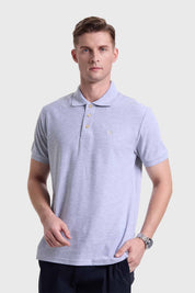 POLERA HOMBRE PIQUE BÁSICA LISA GRIS MELANGE