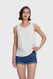 Blusa Mujer Aplicación Nudo Pabilo Crudo