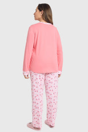 Pijama Mujer Pata Botón Damasco