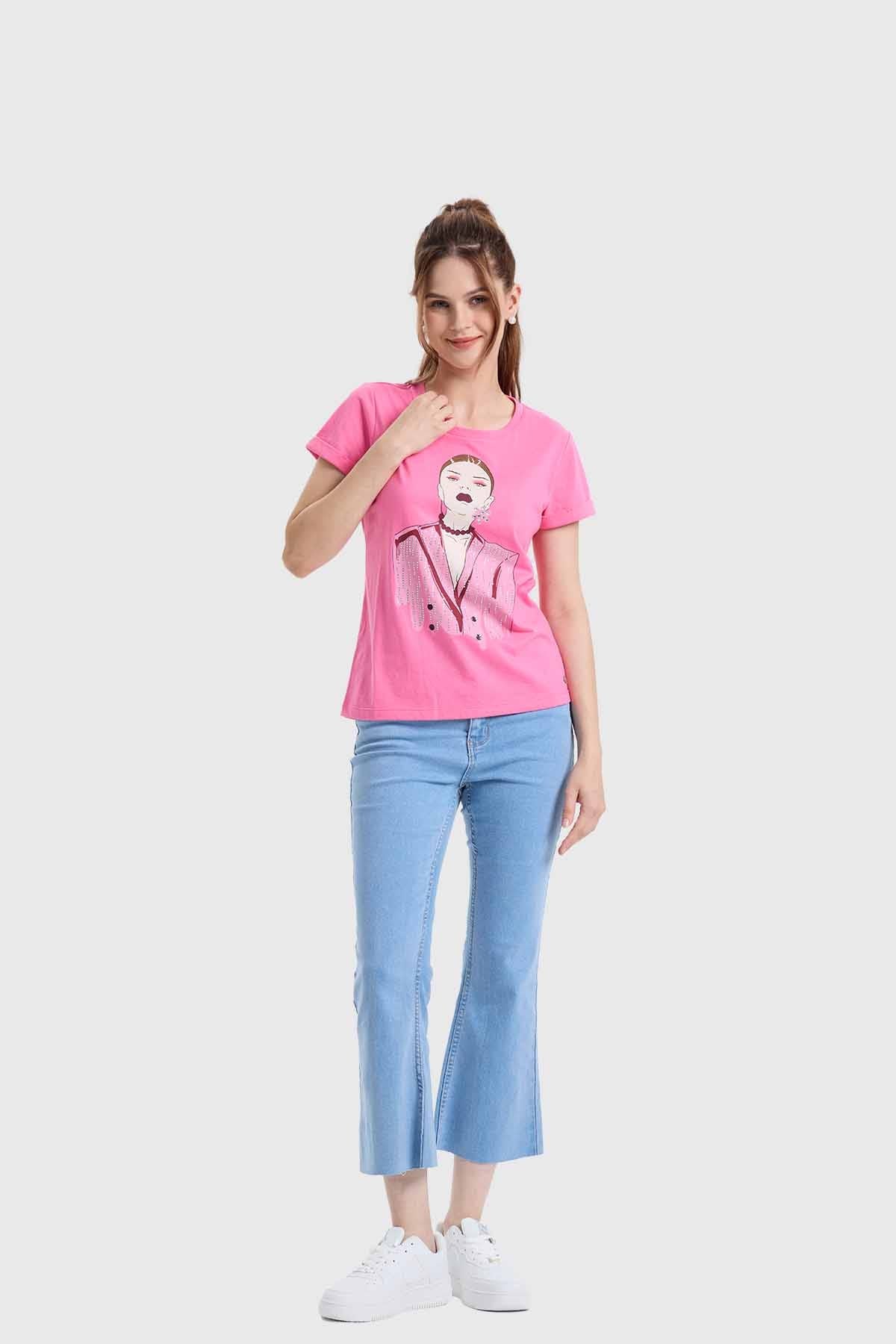 Polera Mujer Gráfica Roll Up Rosado