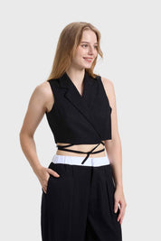 Blazer Mujer Con Tiras Negro
