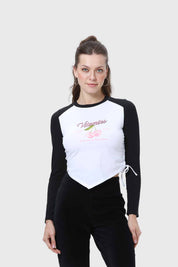 Polera Mujer Bicolor Recogido Negro