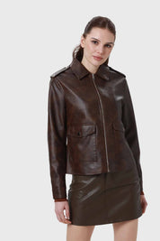 CHAQUETA MUJER PU CAFÉ I