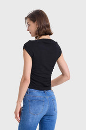 Polera Mujer Bardot Text Negro