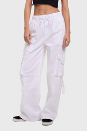 Pantalón Mujer Cargo Tiras Blanco