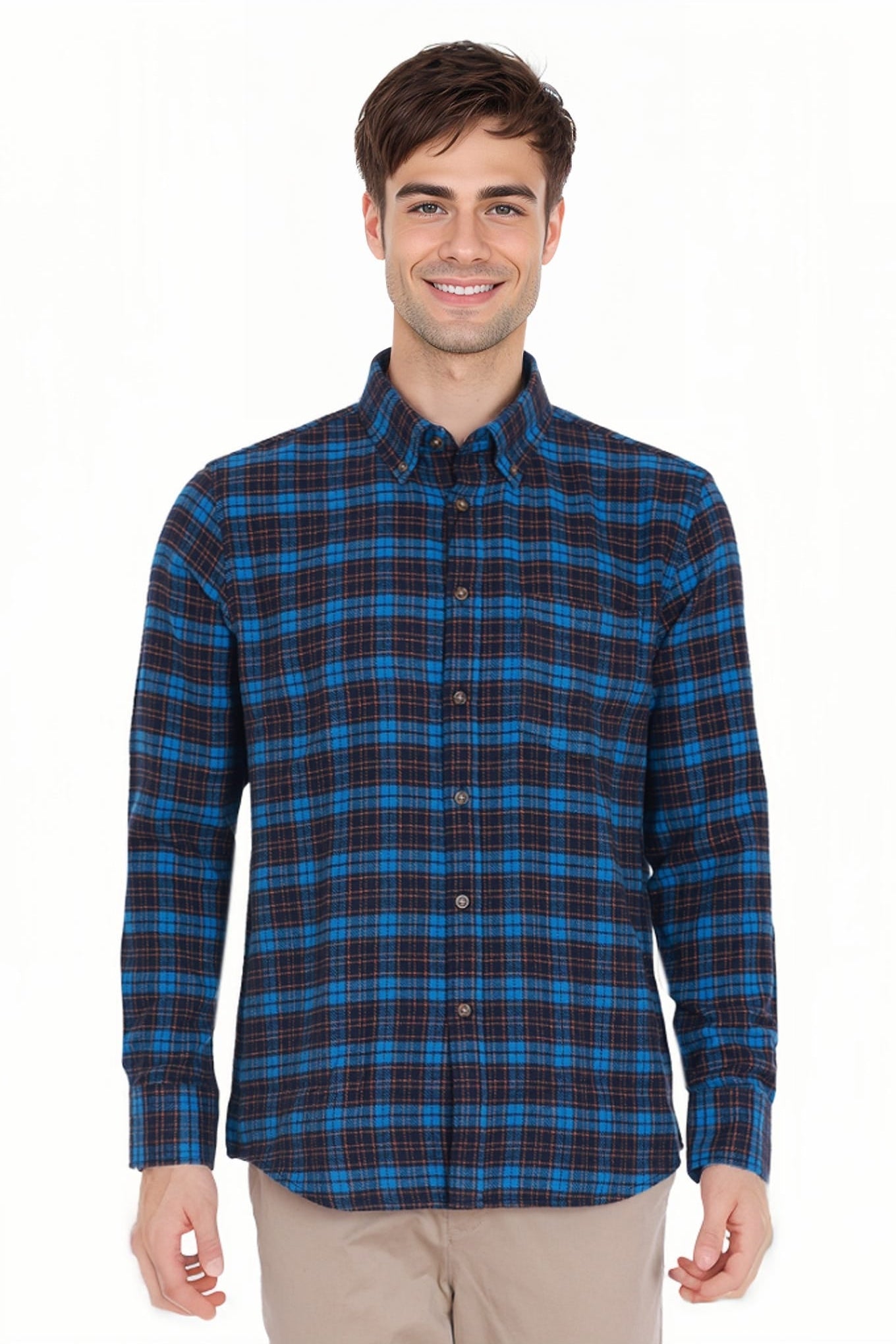 Camisa Hombre Franela Básica Petróleo