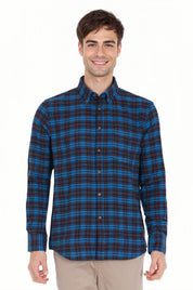 Camisa Hombre Franela Básica Petróleo