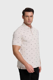 Polera Hombre Mini Print Beige