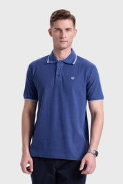 POLERA HOMBRE PIQUÉ BÁSICA LISA AZUL