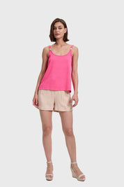 Polera Mujer Pabilo Con Aplicación Rosado