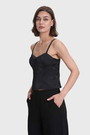 Blusa Mujer Top Tipo Corset Negro