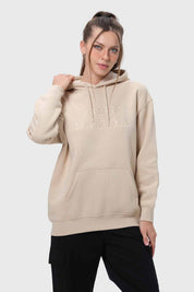 Polerón Mujer Canguro Print Beige