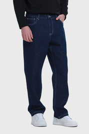 Jeans Hombre Wide Leg Costura Azul