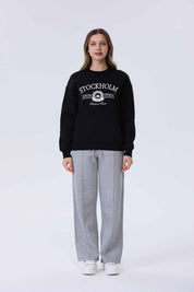Polerón Mujer Oversize Print Negro