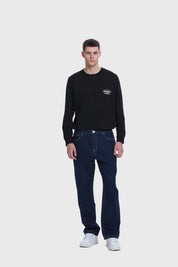 Jeans Hombre Wide Leg Costura Azul