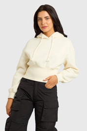 Polerón Mujer Crop Pretina Ancha Crudo