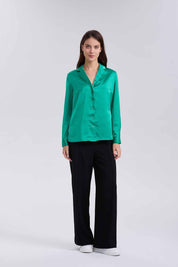 Blusa Mujer Satín Verde