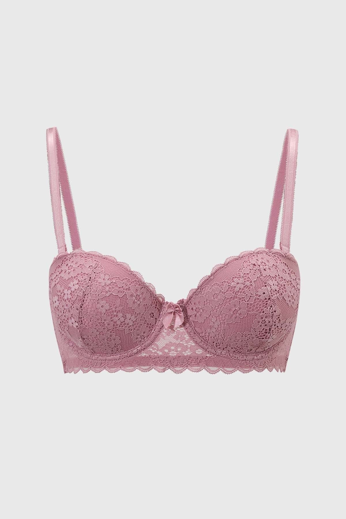 Sostén Mujer Strapless Encaje Rosa
