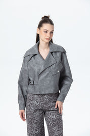 CHAQUETA MUJER BIKER GRIS