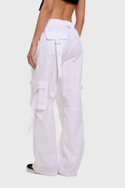 Pantalón Mujer Cargo Tiras Blanco