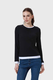 Polera Mujer Aplicación Doble Basta Negro