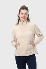 Polar Mujer Medio Cierre Estampado Beige