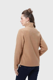 Polar Mujer Medio Cierre Estampado Camel