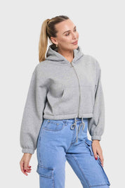 Polerón Mujer Crop Gris