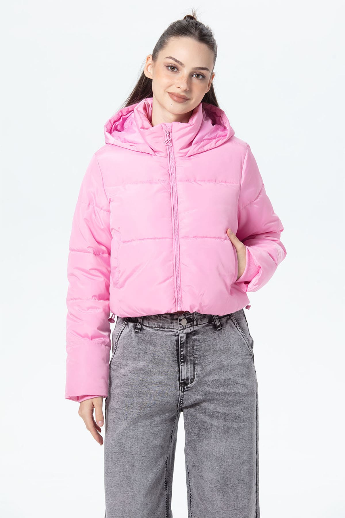 Parka Mujer Puffa Ajustable Rosado