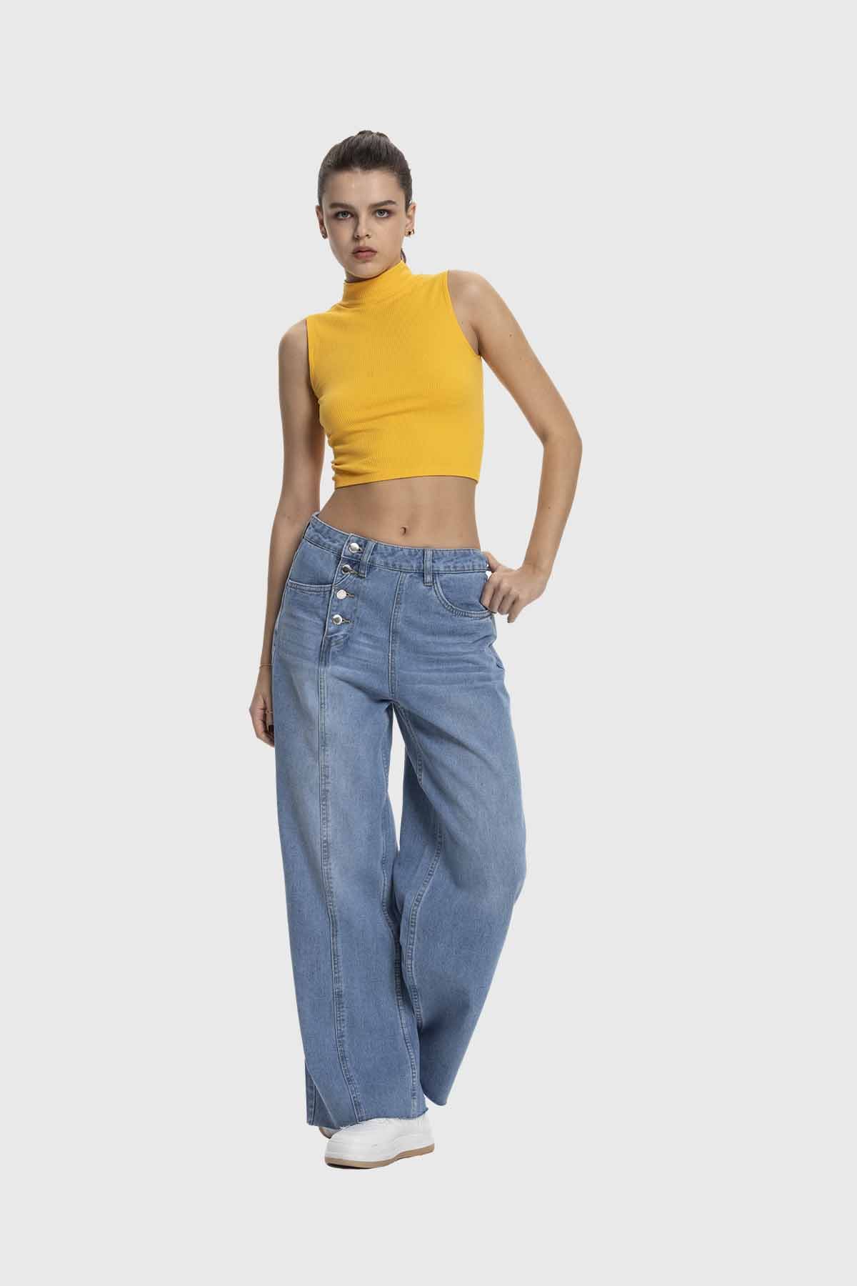 Polera Mujer Estilo Peto Mostaza