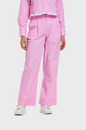 Pantalón Mujer Sastre Strass Pinza Rosado