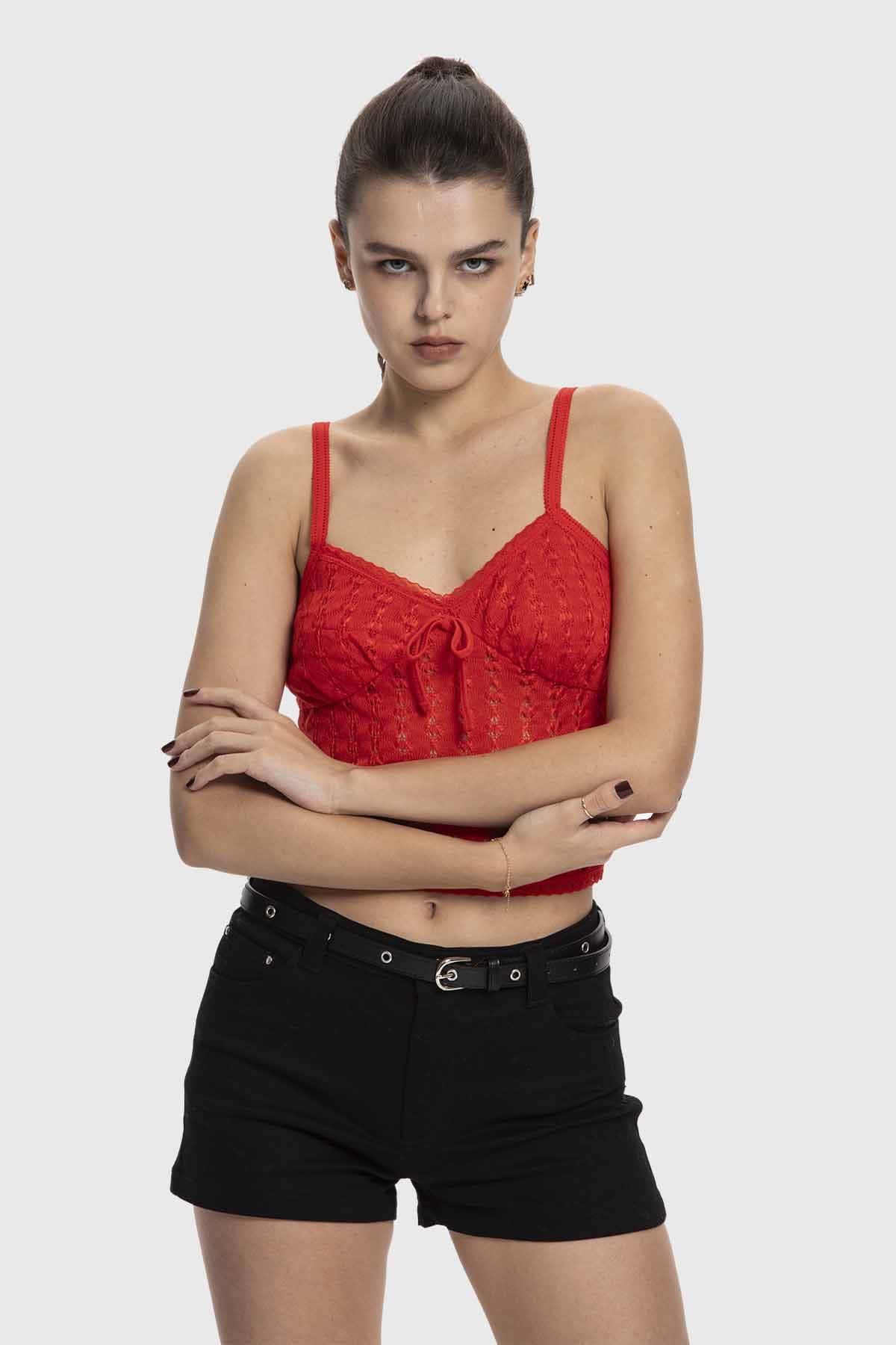 Polera Mujer Con Lazo Rojo