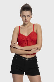 Polera Mujer Con Lazo Rojo