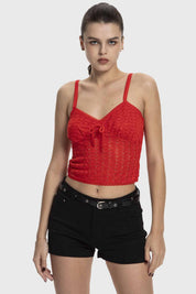 Polera Mujer Con Lazo Rojo