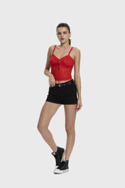 Polera Mujer Con Lazo Rojo