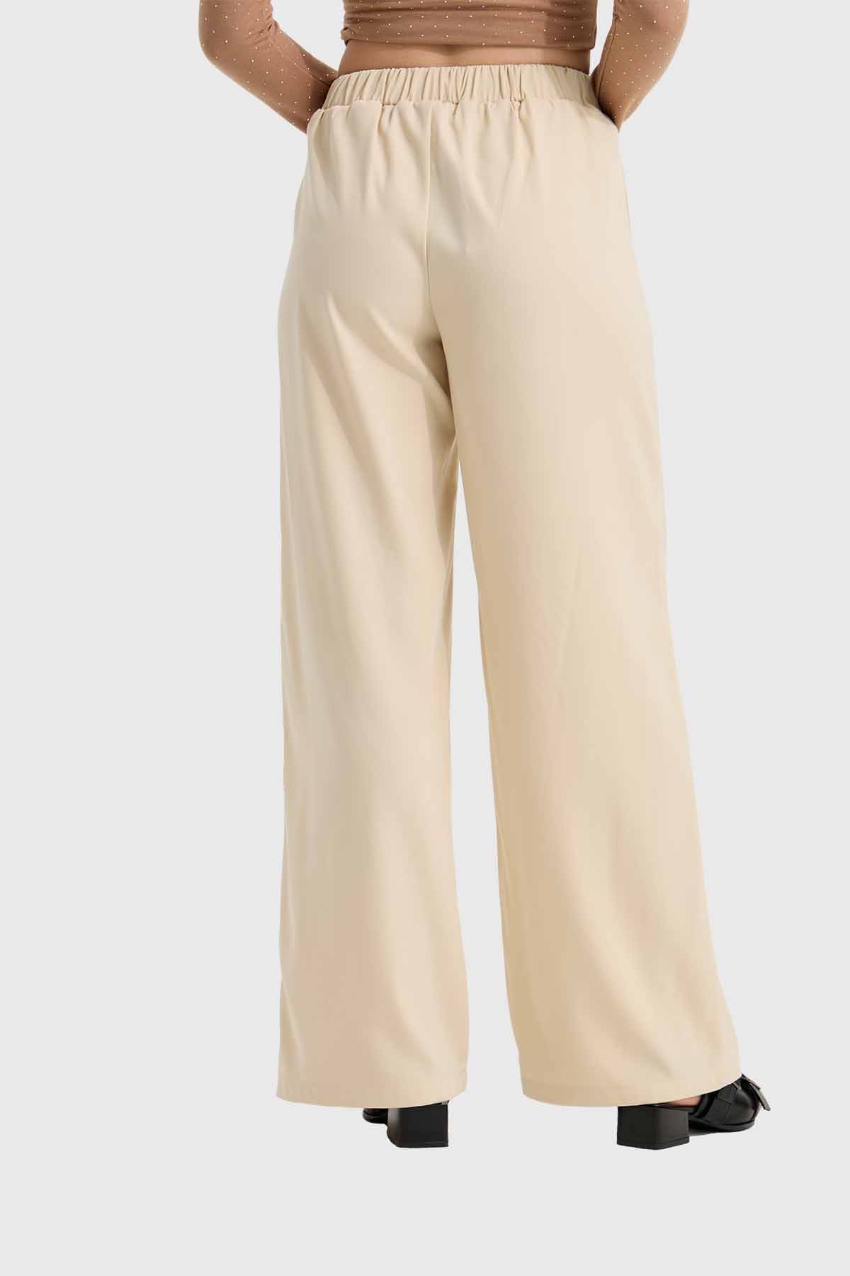 Pantalón Mujer Sastre Cinturón Beige