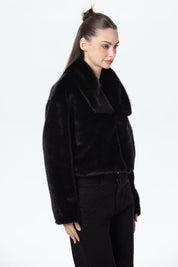 Chaqueta Mujer Peludo Negro
