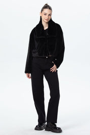 Chaqueta Mujer Peludo Negro
