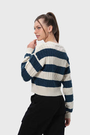 Sweater Mujer Rayas Verde Esmeralda
