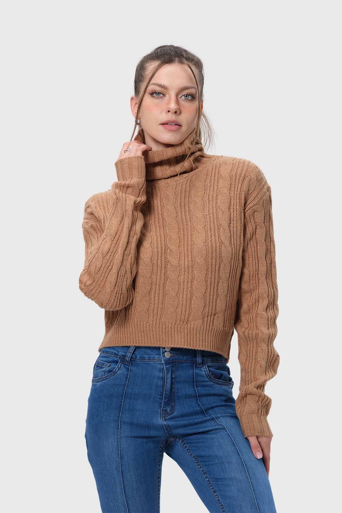 Sweater Mujer Trenzado Camel
