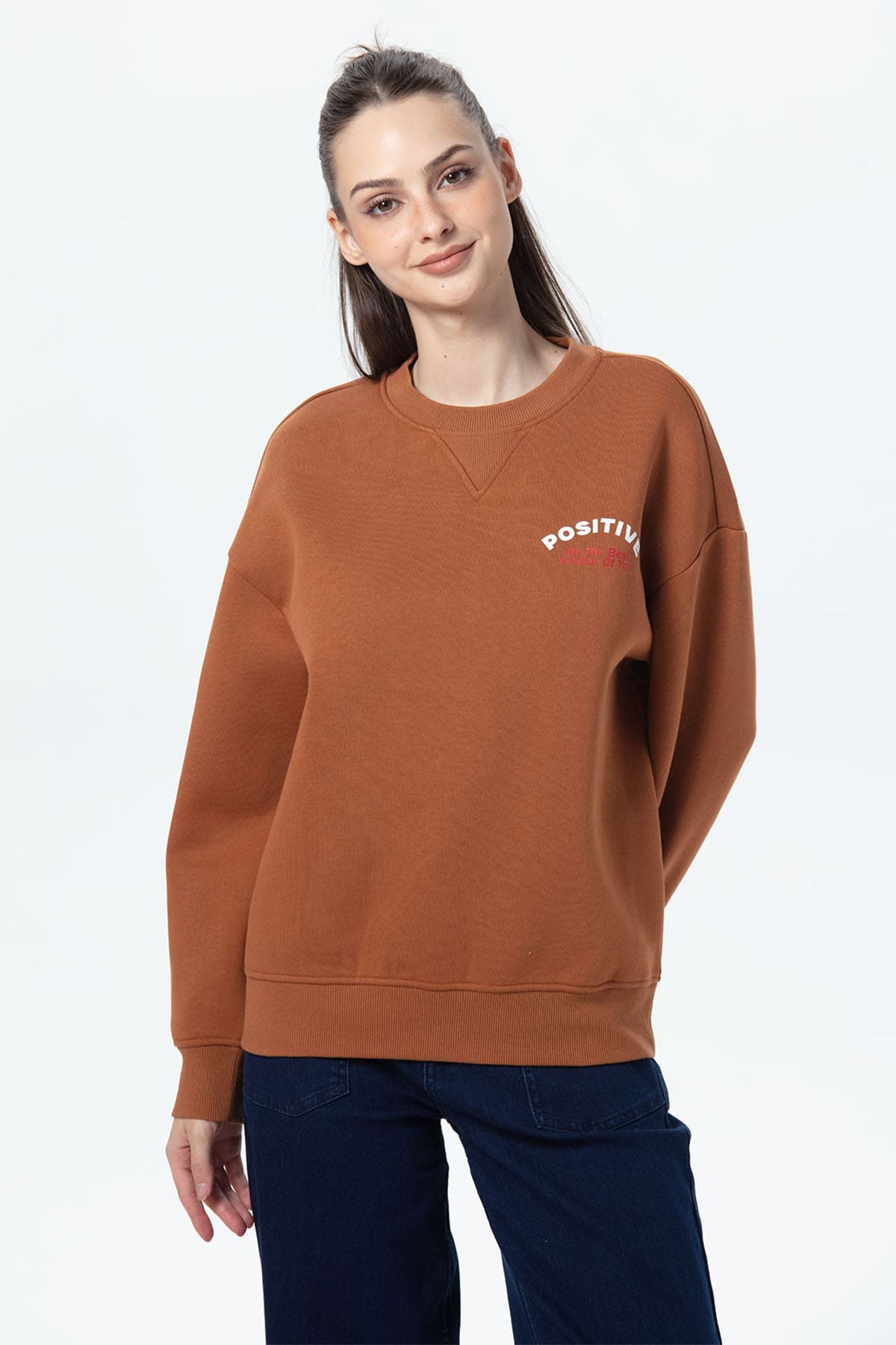 Polerón Mujer Oversize Print Café