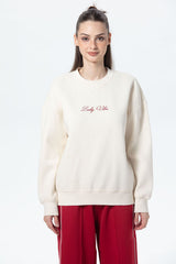 Polerón Mujer Oversize Print Crudo