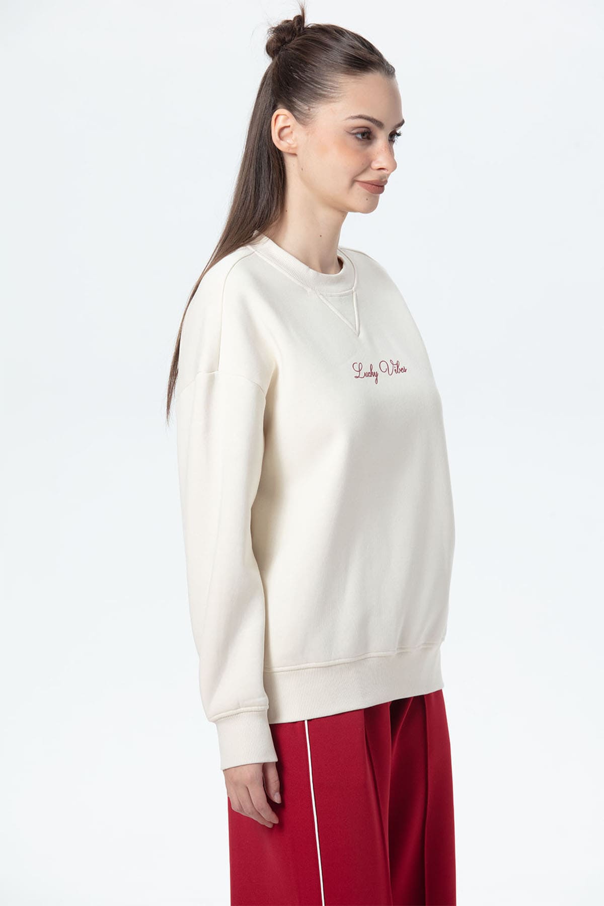 Polerón Mujer Oversize Print Crudo