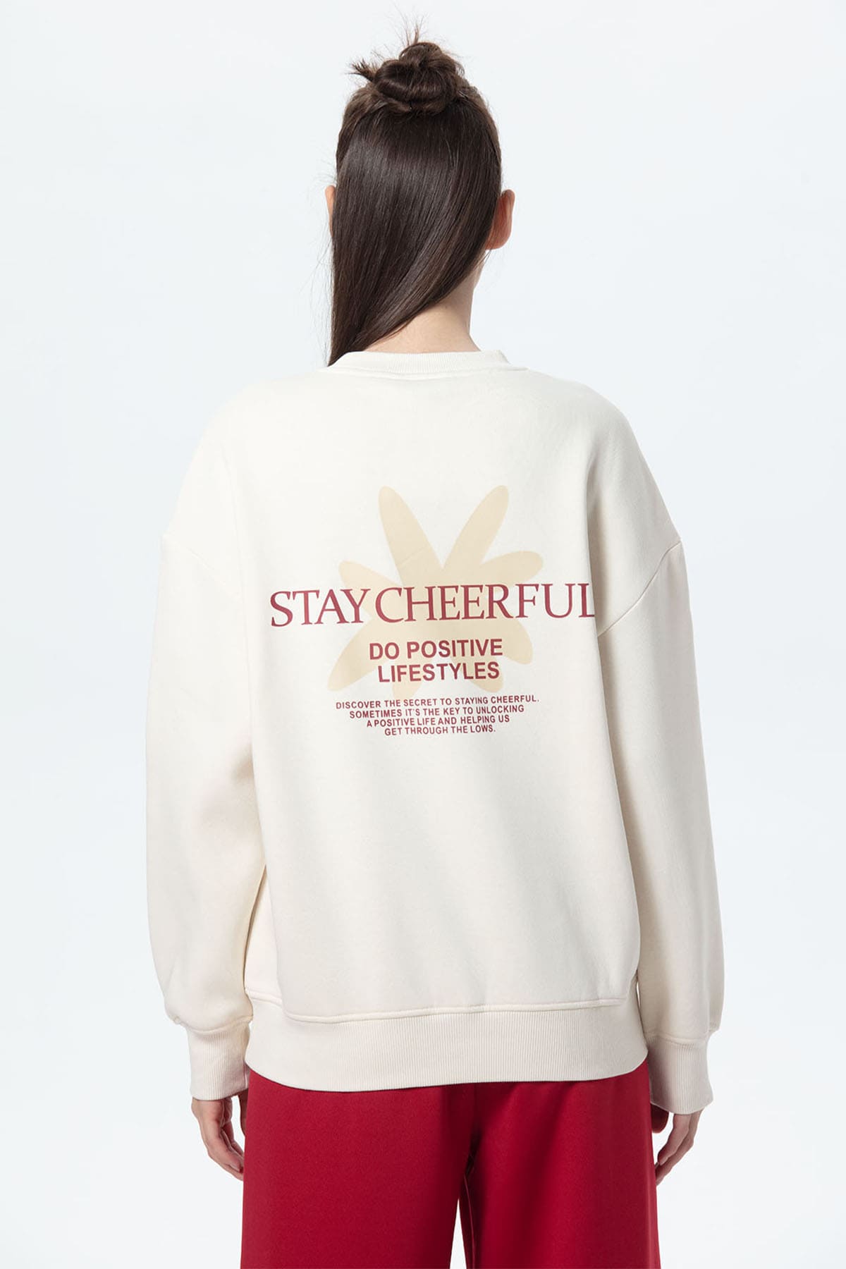 Polerón Mujer Oversize Print Crudo
