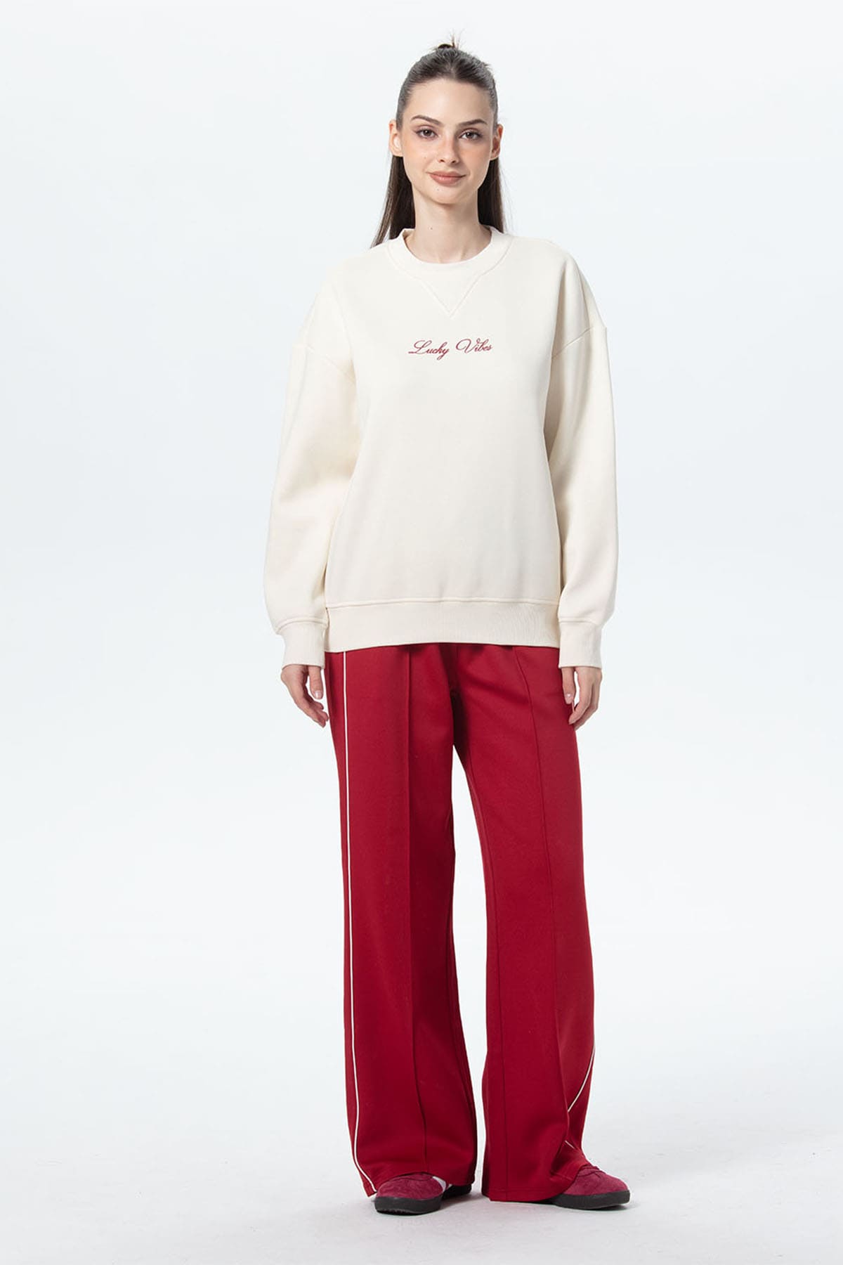 Polerón Mujer Oversize Print Crudo