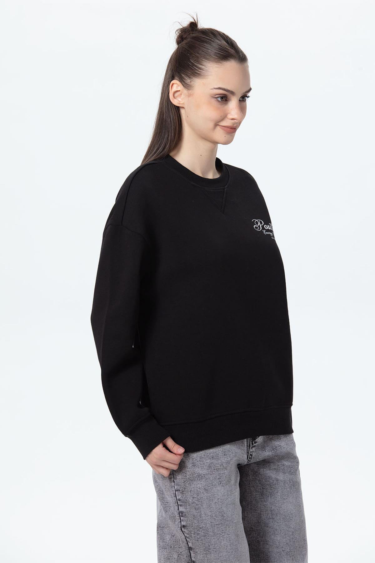 Polerón Mujer Oversize Print Negro