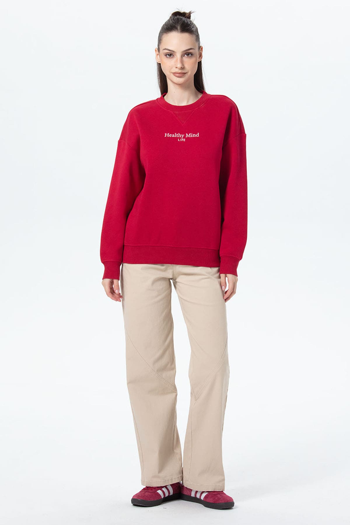Polerón Mujer Oversize Print Rojo