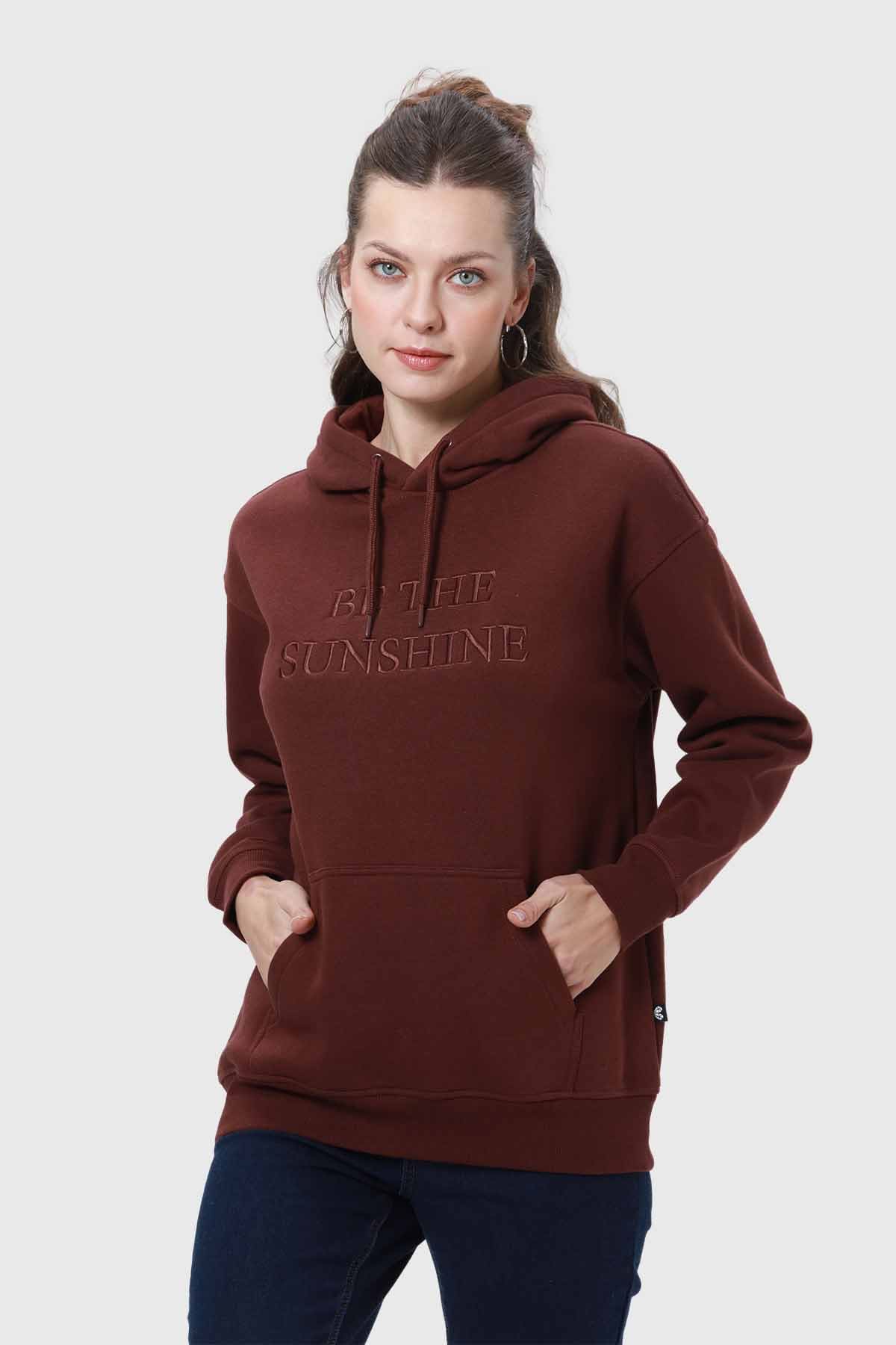 Polerón Mujer Canguro Print Chocolate
