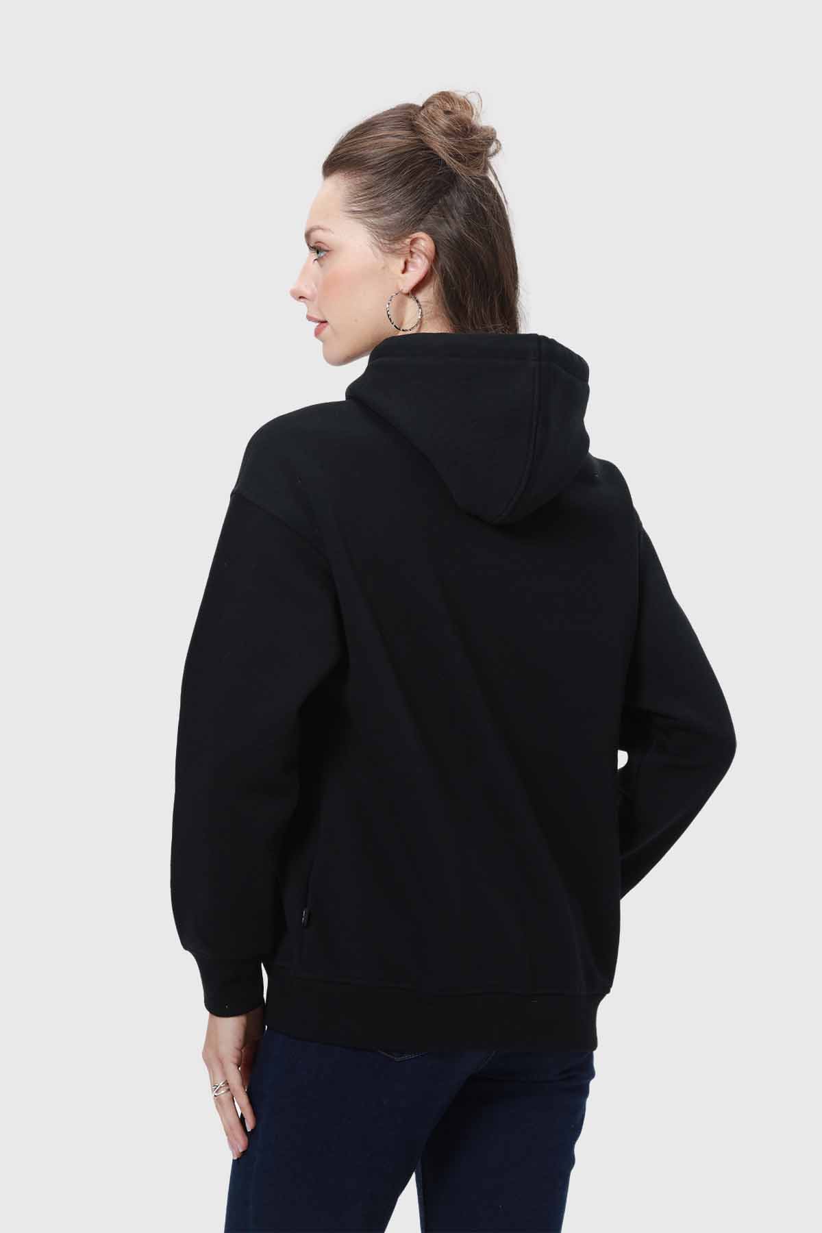 Polerón Mujer Canguro Print Negro